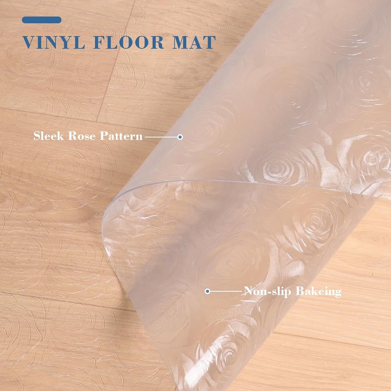 Tydle Chair Mat for Hard Floors, 36" x 60" Office Chair Mat for Hardwood Floors, Non-Slip Plastic Floor Mat for Gaming Chairs, Hard Floor Protector Computer Desk Vinyl Mat for Home Office (Clear-Rose) - Image 3